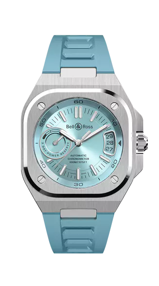 ベルロス　Bell & Ross BR x5 アイスブルー　水色ラバーベルト BR-X5 Ice Blue Steel