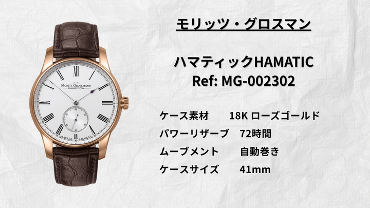 ドイツ時計の美、職人技の一本。モリッツ・グロスマン【HAMATIC】MG-002302の魅力